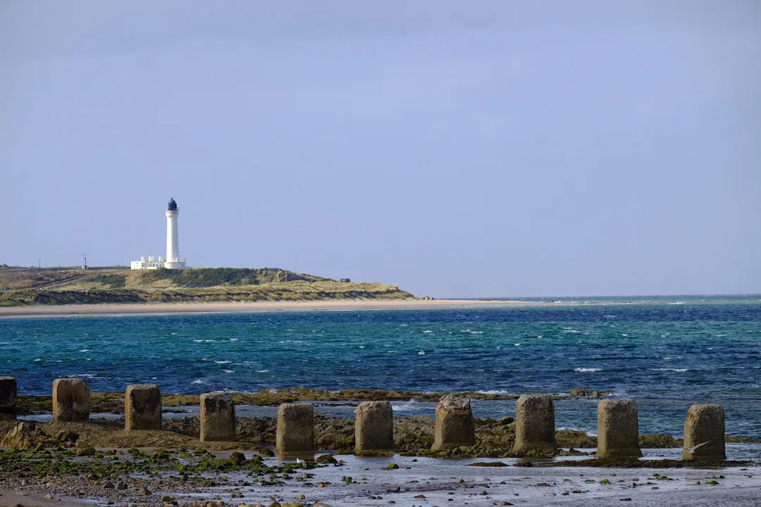 Lighthouse at  Lossiemouth on the Moray Firth in northeast Scotland