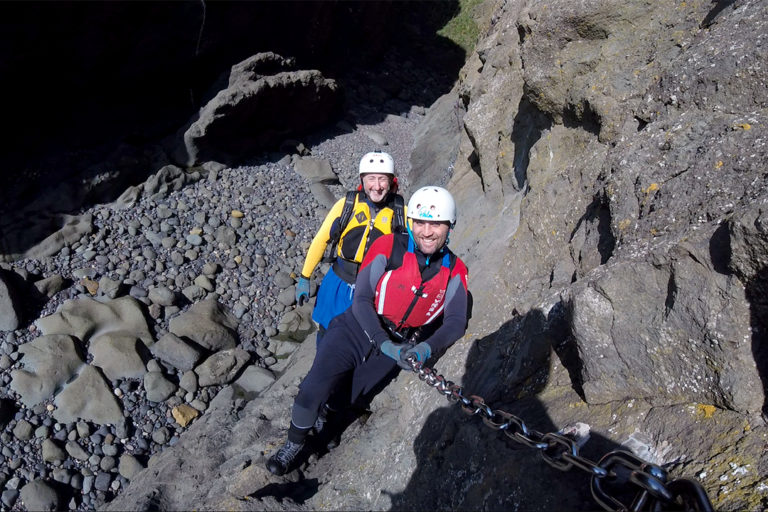 Elie chain walk scrambling Scotland's via ferratta on the Fife coast