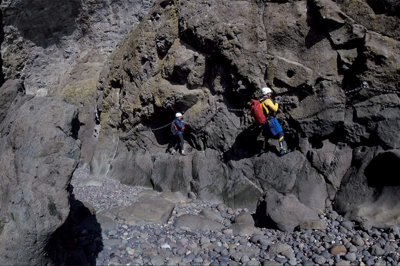 Elie chain walk scrambling Scotland's via ferratta on the Fife coast