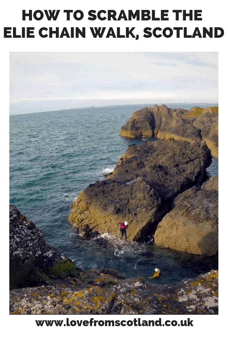 Scramble, coasteer and the amazing Elie Chain Walk on the Fife coast between Elie and Shell Bay - it is the Scottish version of a via ferrata!