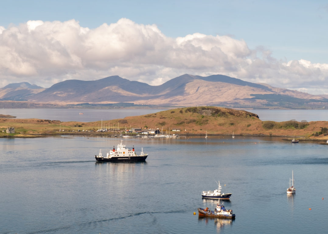 Ferry leaving Oban Scotland