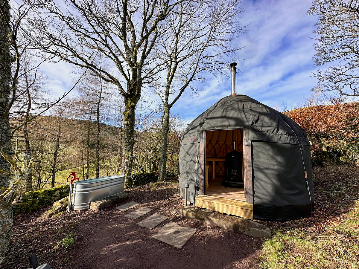 Outdoor sauna in Scotland with lunge bath at Eastside Farm
